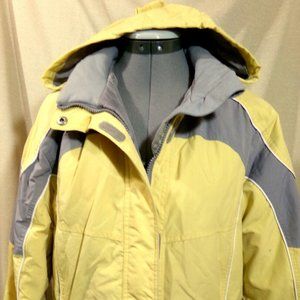 CABELA'S Winter Ski Parka Jacket women M Yellow Gray Canvas Weatherproof Coat